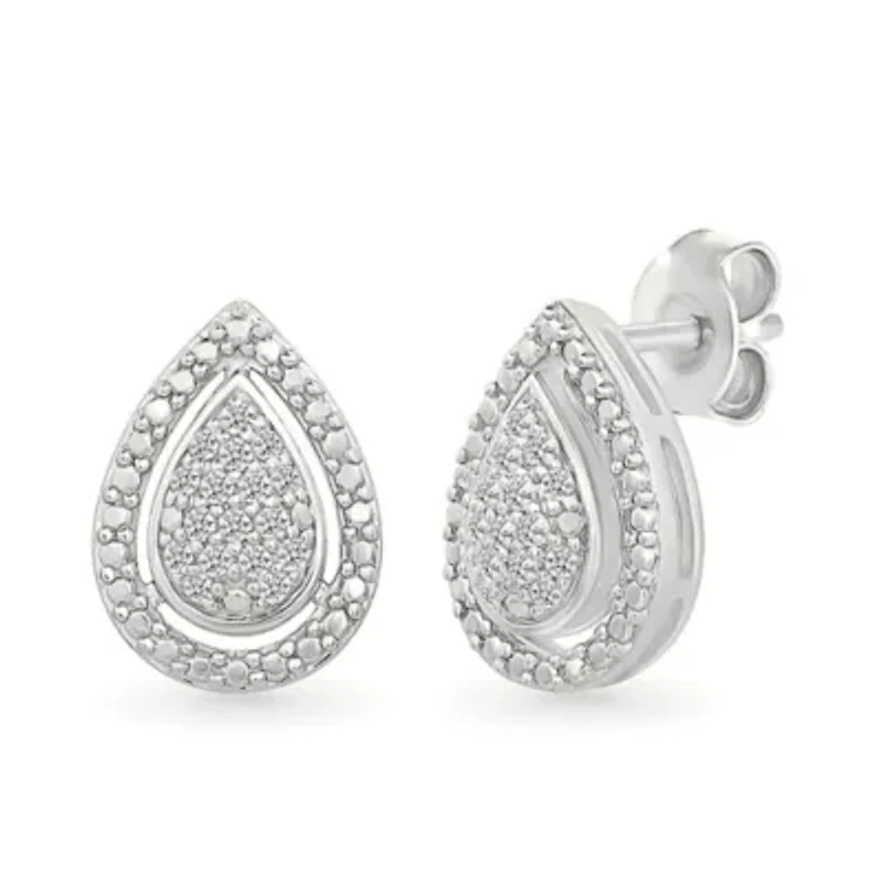 Diamond Tear Drop Stud Earring