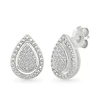 Diamond Tear Drop Stud Earring