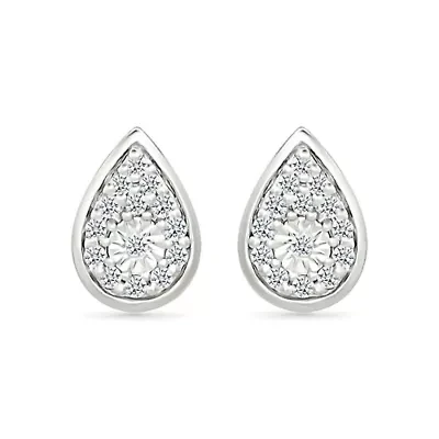 Diamond Tear Drop Stud Earring