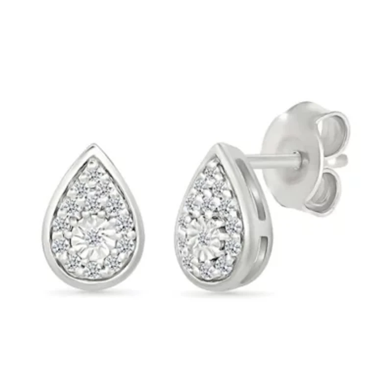 Diamond Tear Drop Stud Earring