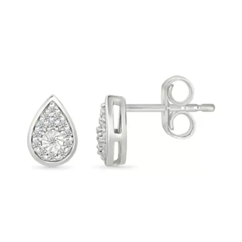 Diamond Tear Drop Stud Earring