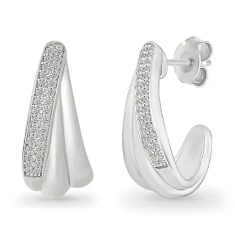 Diamond "J" Shape Earring