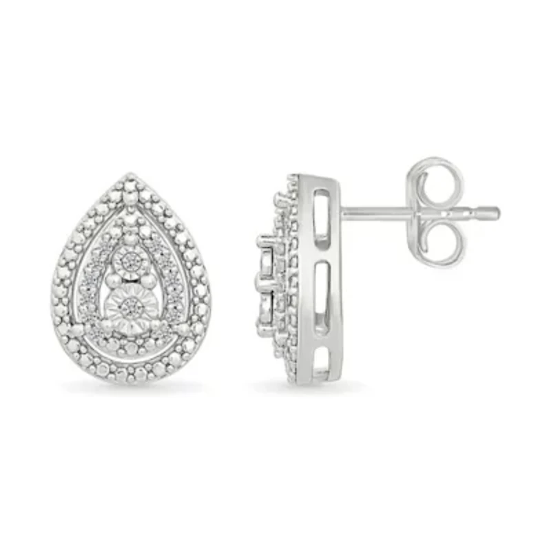 Diamond Tear Drop Stud Earring
