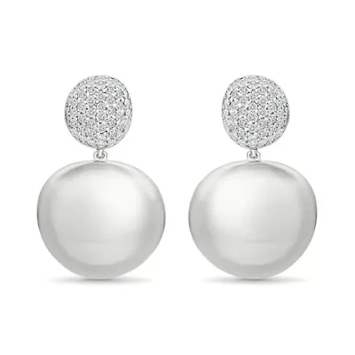 Diamond Cluster Puffy Circle Dangle Earring