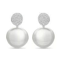 Diamond Cluster Puffy Circle Dangle Earring