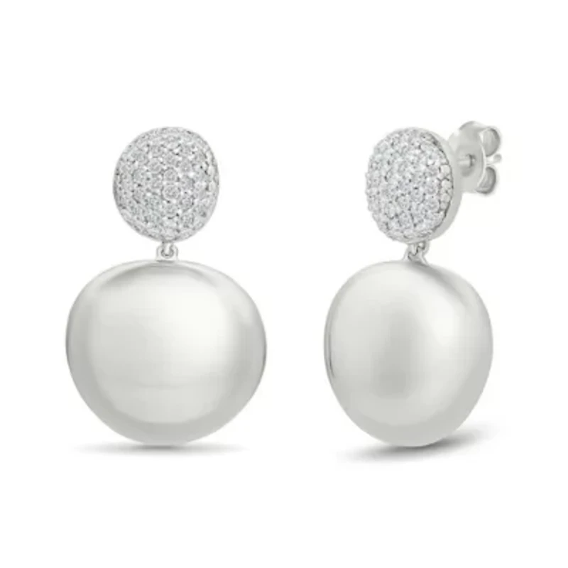 Diamond Cluster Puffy Circle Dangle Earring