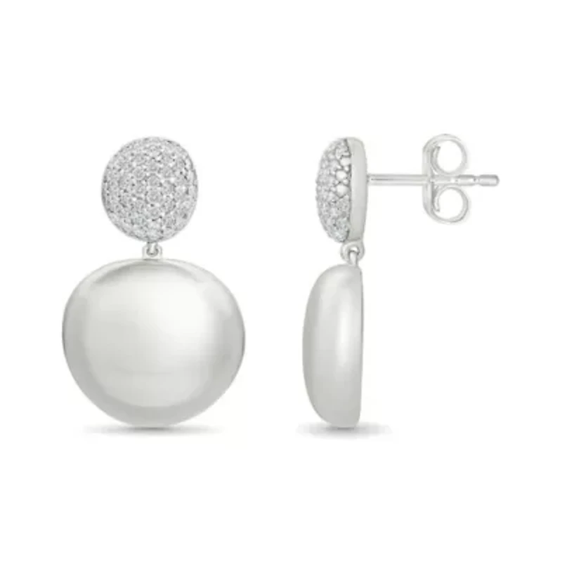 Diamond Cluster Puffy Circle Dangle Earring