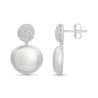 Diamond Cluster Puffy Circle Dangle Earring