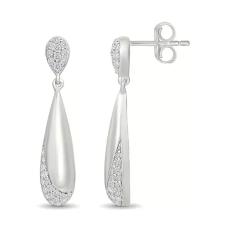Diamond Tear Drop Bar Fancy Dangle Earring