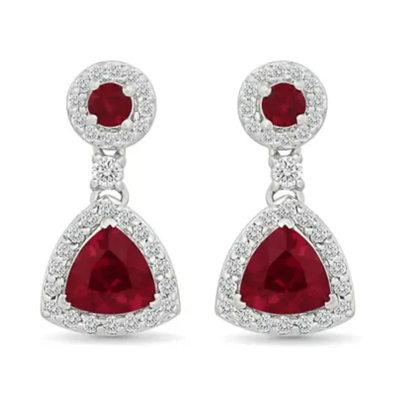 Lab Created Created Ruby and Created White Sapphire Fashion Earring