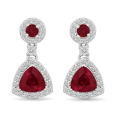 Lab Created Created Ruby and Created White Sapphire Fashion Earring