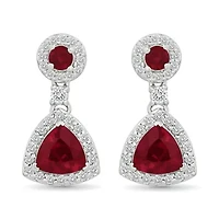 Lab Created Created Ruby and Created White Sapphire Fashion Earring