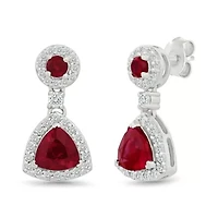 Lab Created Created Ruby and Created White Sapphire Fashion Earring