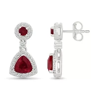 Lab Created Created Ruby and Created White Sapphire Fashion Earring