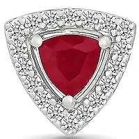 Lab Created Created Ruby and Created White Sapphire Trillion Shape Stud Earring