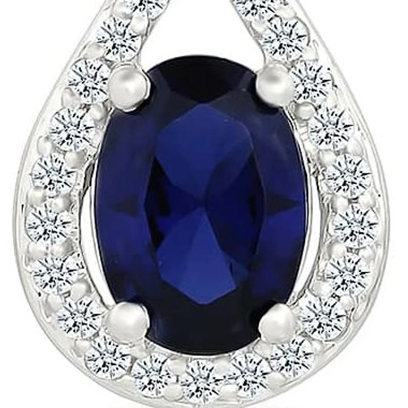 Lab Created Created Blue Sapphire and Created White Sapphire Infinity Earring
