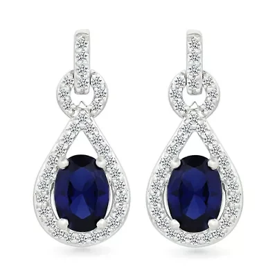 Lab Created Created Blue Sapphire and Created White Sapphire Infinity Earring
