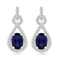 Lab Created Created Blue Sapphire and Created White Sapphire Infinity Earring