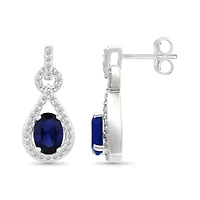 Lab Created Created Blue Sapphire and Created White Sapphire Infinity Earring
