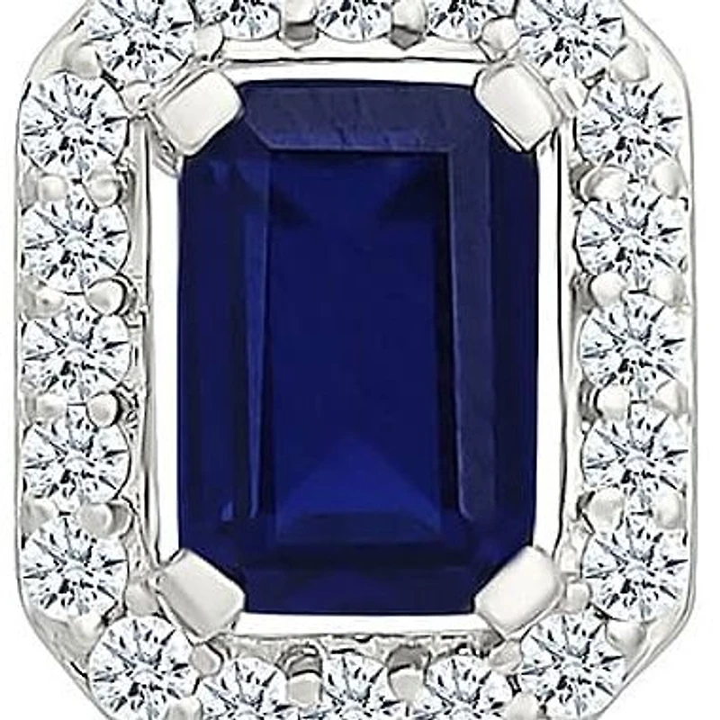 Lab Created Created Blue Sapphire and Created White Sapphire Fashion Stud Earring