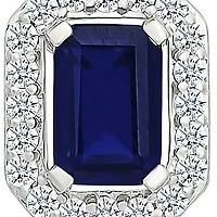 Lab Created Created Blue Sapphire and Created White Sapphire Fashion Stud Earring