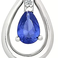 Lab Created Created Blue Sapphire and Created White Sapphire Tear Drop Earring