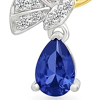 Lab Created Created Blue Sapphire and Created White Sapphire Fashion Earring