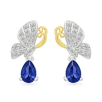 Lab Created Created Blue Sapphire and Created White Sapphire Fashion Earring