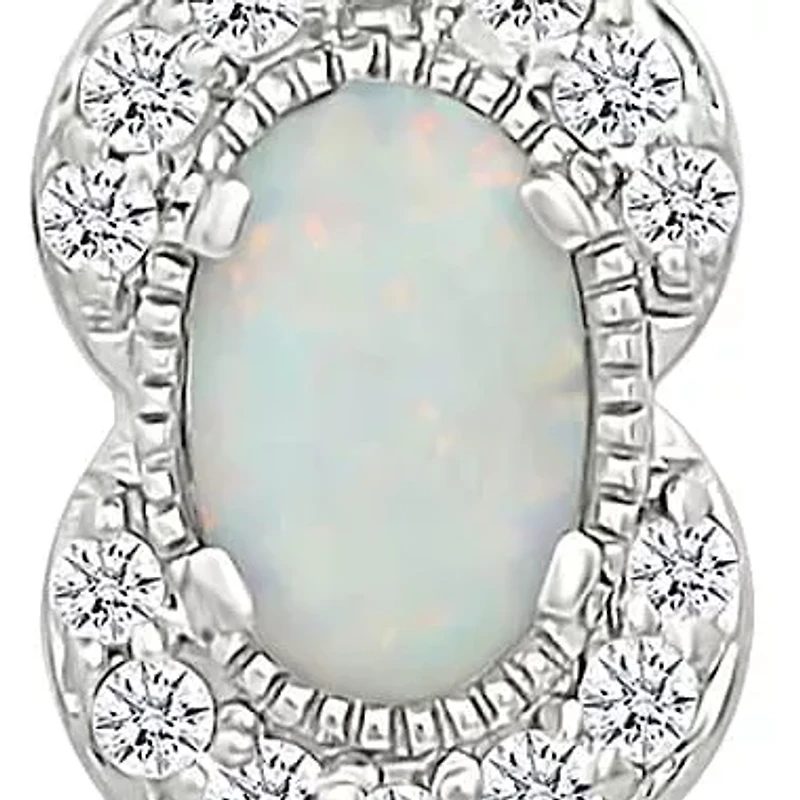 Lab Created Created Opal and Created White Sapphire Fashion Stud Earring