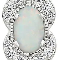 Lab Created Created Opal and Created White Sapphire Fashion Stud Earring