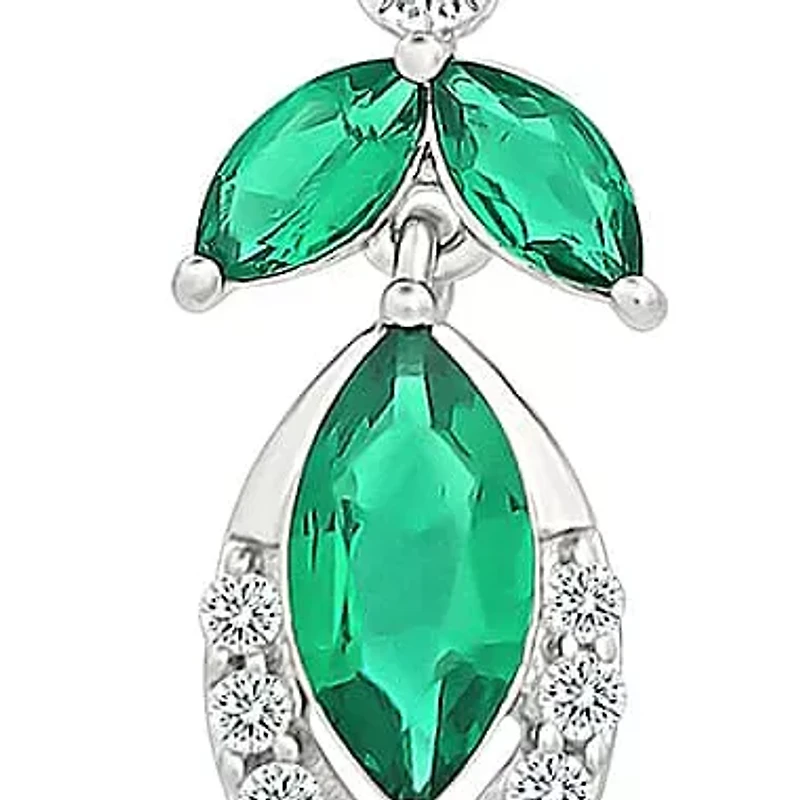 Lab Created Created Emerald and Created White Sapphire Fashion Earring