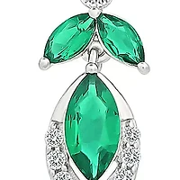 Lab Created Created Emerald and Created White Sapphire Fashion Earring