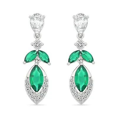 Lab Created Created Emerald and Created White Sapphire Fashion Earring