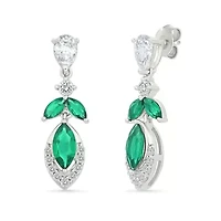 Lab Created Created Emerald and Created White Sapphire Fashion Earring