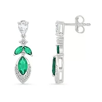 Lab Created Created Emerald and Created White Sapphire Fashion Earring
