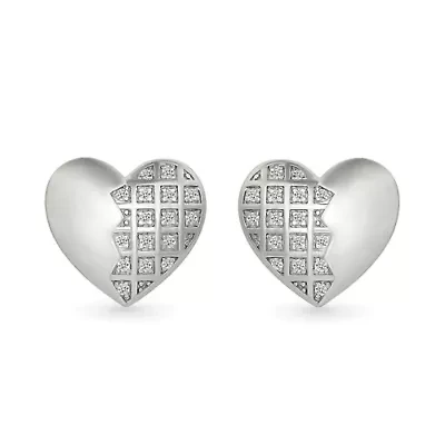 Diamond Puffy Heart Stud Earring
