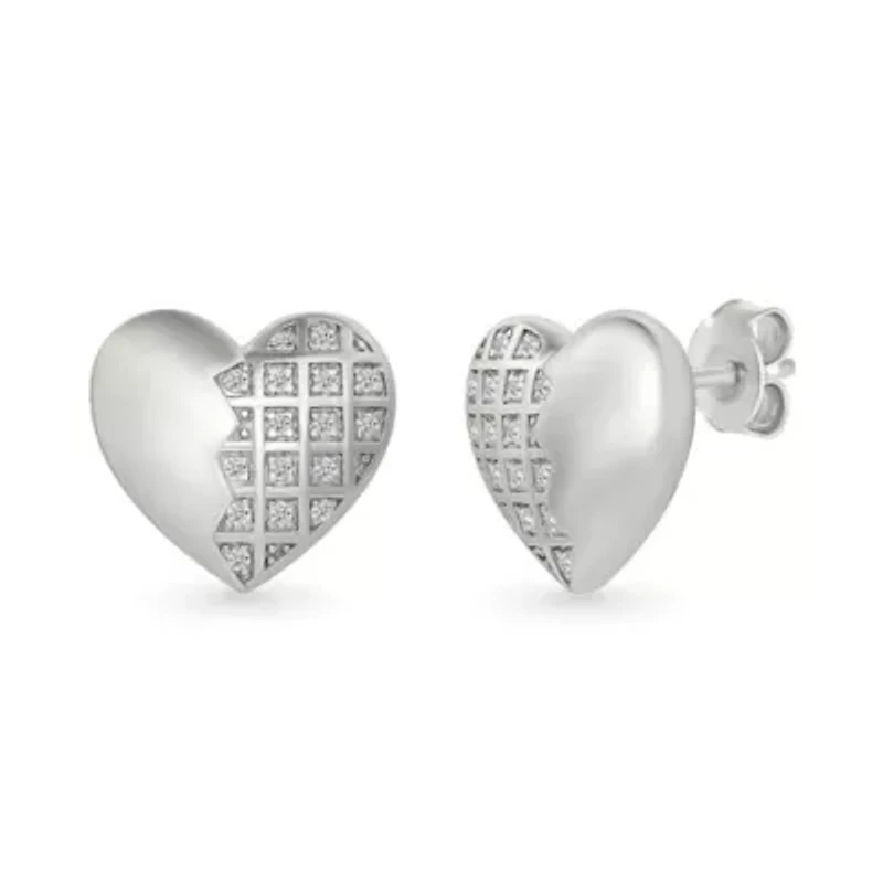 Diamond Puffy Heart Stud Earring