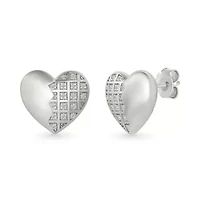 Diamond Puffy Heart Stud Earring
