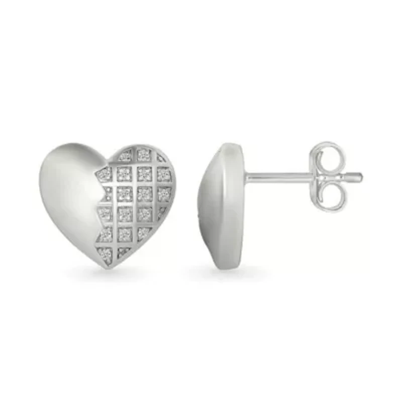 Diamond Puffy Heart Stud Earring