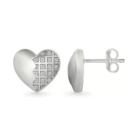 Diamond Puffy Heart Stud Earring