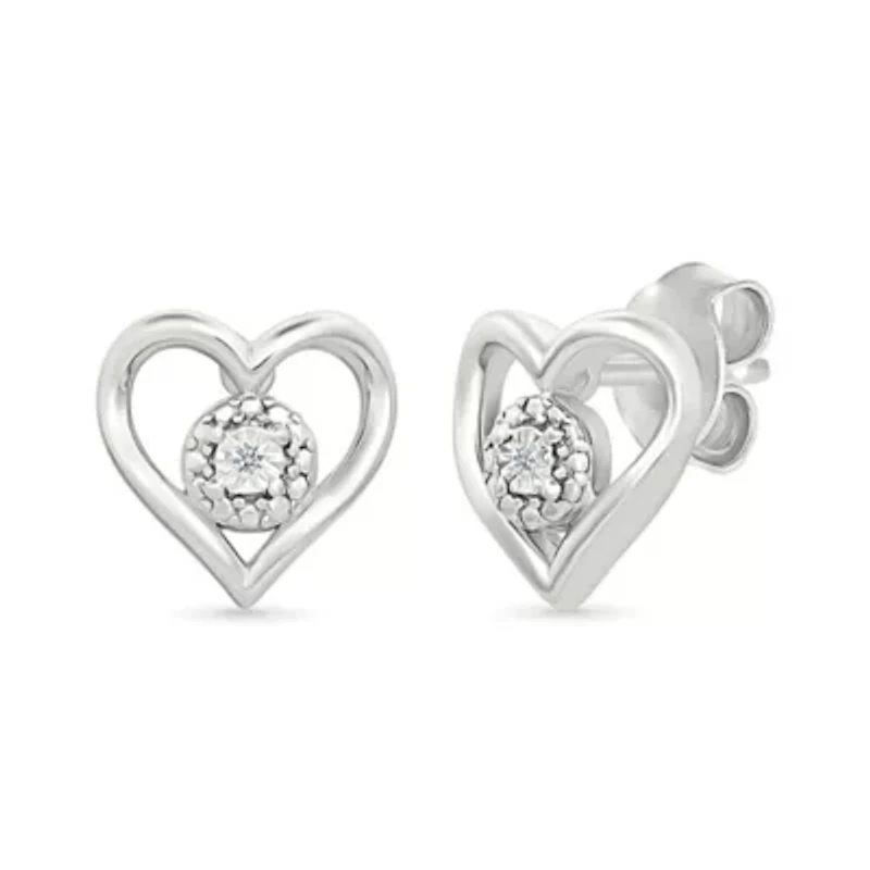 Diamond Heart Stud Earring
