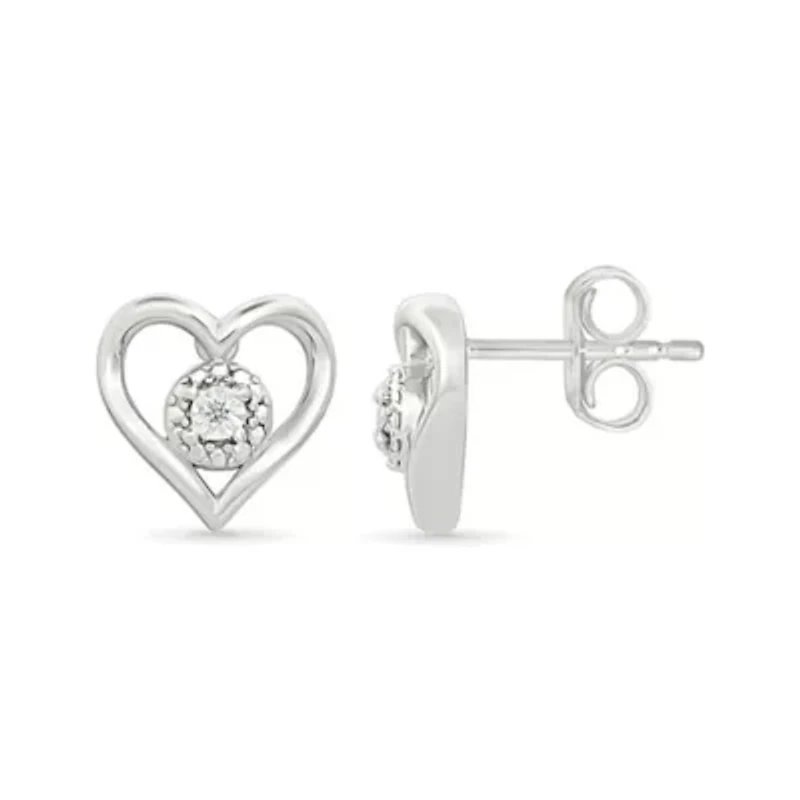 Diamond Heart Stud Earring