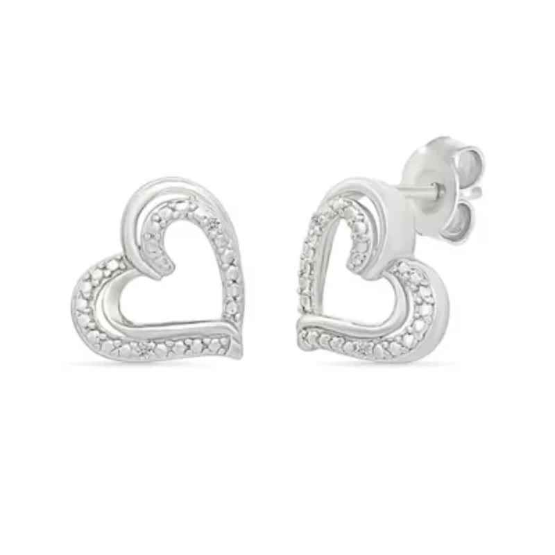 Diamond Heart Stud Earring