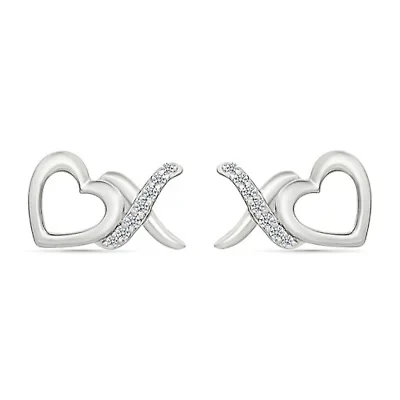 Diamond X Heart Stud Earring