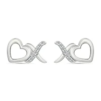 Diamond X Heart Stud Earring