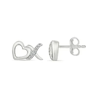 Diamond X Heart Stud Earring
