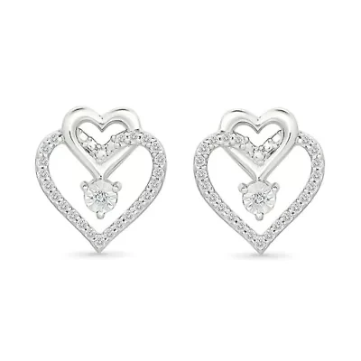 Diamond Entwined Hearts Stud Earring