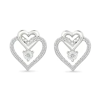Diamond Entwined Hearts Stud Earring