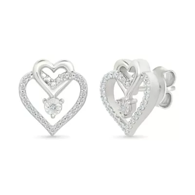 Diamond Entwined Hearts Stud Earring