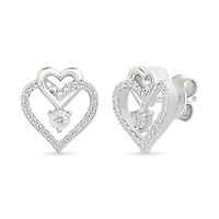 Diamond Entwined Hearts Stud Earring